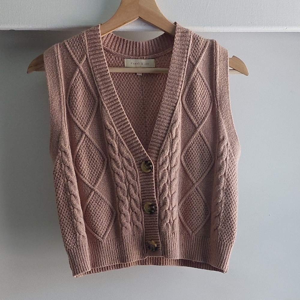 SWEATER VEST TAN BROWN CABINCORE PREPPY ACADEMIA LARGE